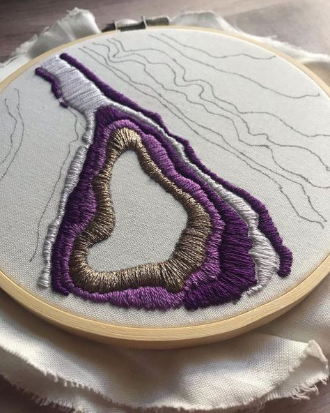 Cross Stitch Beading, Marble Embroidery, Agate Embroidery, Geode Embroidery, Sequin Art, Satin Stitch Embroidery, Embroider Ideas, Bead Embroidery Tutorial, Abstract Embroidery