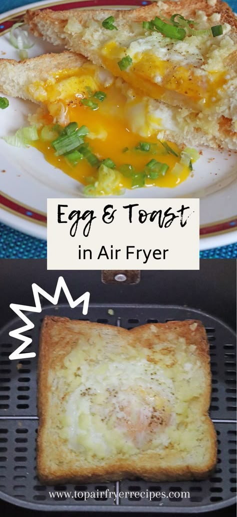 Egg and Toast in Air Fryer Toast In Air Fryer, Air Fryer Recipes Uk, Air Fryer Recipes Eggs, Fried Egg On Toast, Airfryer Breakfast, Egg And Toast, Egg On Toast, Air Fryer Recipes Breakfast, Air Fryer Recipes Snacks