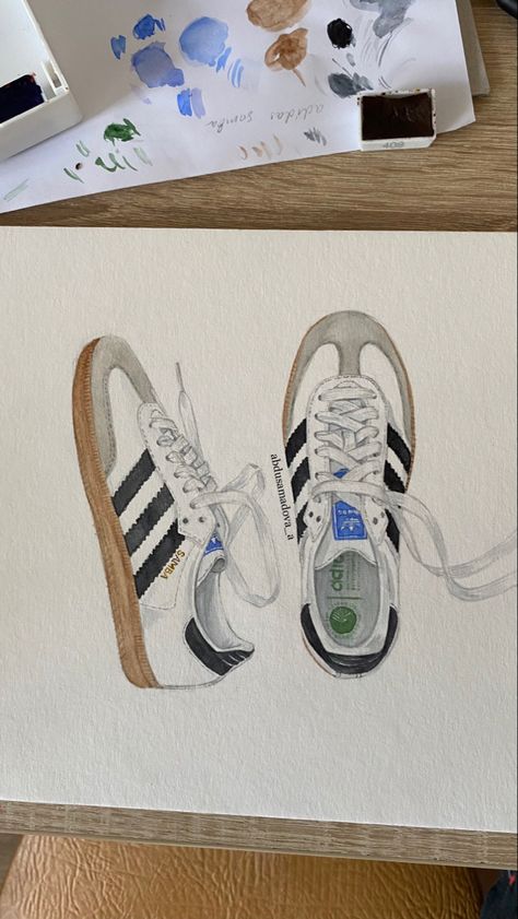 Скетч популярных кроссовок адидас самба Shoes Sketch Design, Sketches Of Shoes, Shoe Sketches Drawings, Old Money Drawing, Adidas Shoes Drawing, Shoes Design Drawing, Old Money Art, Adidas Drawing, Sketch Outfits