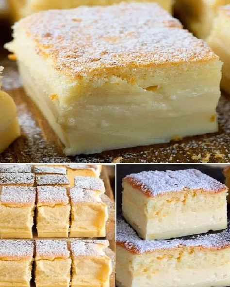 Vanilla Custard Cake Recipe, Vanilla Custard Cake, Magic Custard Cake, Custard Cake Recipes, Custard Cake, Magic Cake, Vanilla Custard, Köstliche Desserts, Sheet Cake