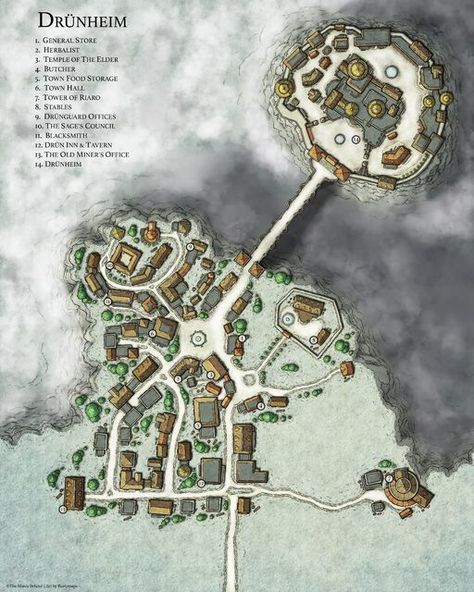 Pathfinder Maps, Fantasy City Map, Fantasy Map Making, Village Map, Dnd World Map, Fantasy Town, Fantasy World Map, Dungeons And Dragons Art, Tabletop Rpg Maps