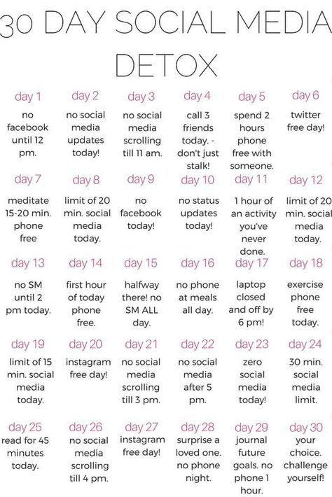 I actually really love this idea. Could I ever do it? Bahahahhaha. 30 Day Challenge List, Resep Diet Sehat, Detox Day, Detox Challenge, Vie Motivation, Digital Detox, Mac Miller, Self Care Activities, Self Care Routine