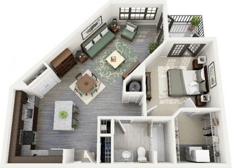 Studio Apartment Floor Plans, Apartment Floor Plan, Apartment Floor Plans, Studio Apartment Layout, Apartment Layout, Apartment Plans, Design Blogs, Cool Apartments, One Bedroom Apartment