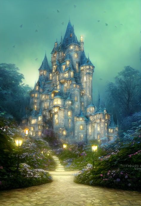 Fantasy castle by JuliaDArte Croquis, Fantasy Castle Concept Art, Fantasy Castle Aesthetic, Mythical Castle, Fantasy Castles, Magical Castle, Eerie Places, Castle Background, Enchanted Castle