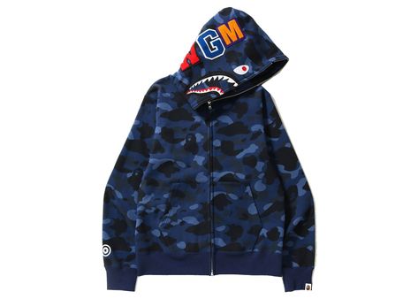 Blue Bape Hoodie, Nigo Bape, Sneaker Accessories, Bape Shark Hoodie, Bape Jacket, Double Hoodie, Bape Shark, Bape Hoodie, Ape Bape