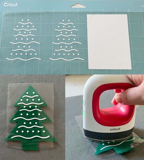 Vinyl On Felt, Cricut Christmas Party Decorations, Cricut Felt Ornaments Diy, Cricut Felt Projects Christmas, Cricut Felt Projects, Vinyl Christmas Ornaments, Diy Felt Christmas, Felt Ornaments Diy, Diy Felt Christmas Ornaments