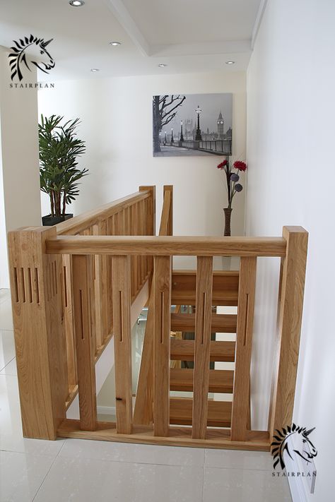 Harlech Oak Staircase | Character Oak Stair Wooden Railings For Stairs, Wooden Staircase Ideas, Wooden Stair Railing, Wooden Staircase Railing, Oak Banister, Staircase Spindles, Wood Railings For Stairs, Wooden Staircase Design, Staircase Manufacturers