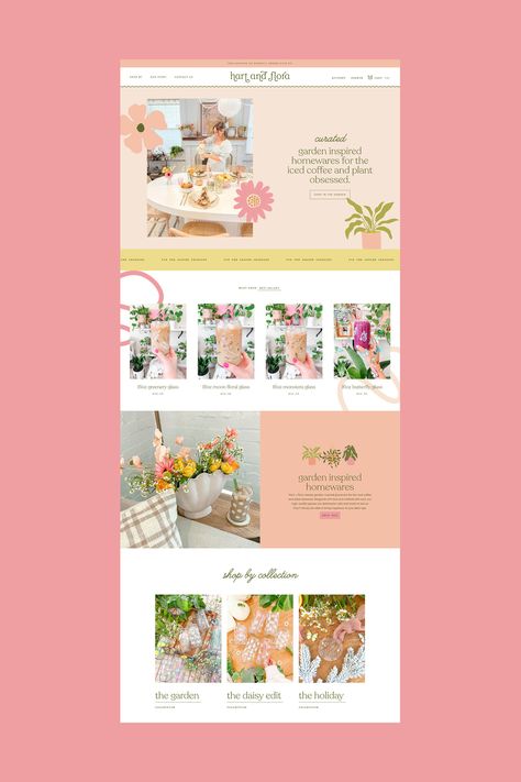 Cute Website Design, Gardening Website, Refined Branding, Floral Website, Website Branding Design, Floral Branding, Feminine Web Design, Website Design Inspiration Layout, Custom Brand Design