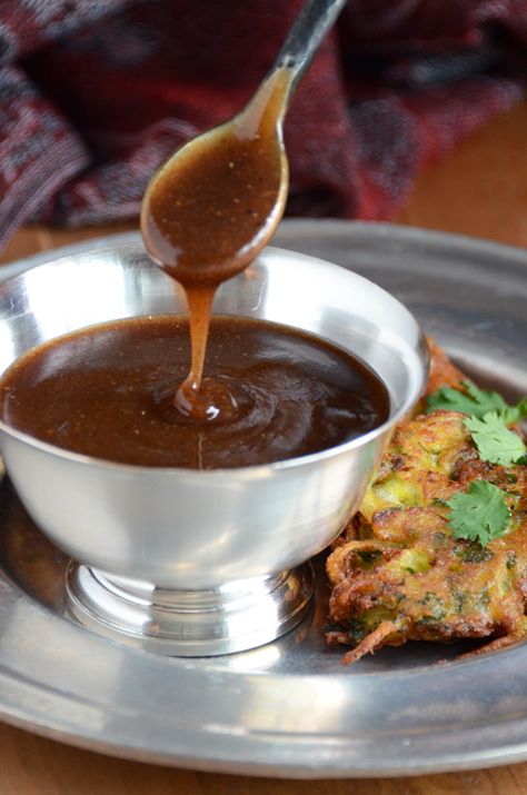 Onion Bhajis, Tamarind Recipes, Cooking Shows, Indian Cookbook, Tamarind Sauce, Indian Appetizers, Tamarind Chutney, Favorite Appetizers, Chutney Recipes