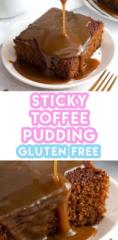 Gluten Free Sticky Toffee Pudding Recipe - BEST EVER! Carrot Cake Pudding, Date Cakes, Toffee Pudding Cake, Sticky Toffee Pudding Cake, Toffee Popcorn, English Desserts, Sticky Date Pudding, Date Pudding, Cake Pudding