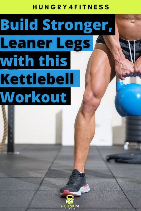 A man performing a kettlebell leg workout. Legs Kettlebell Workout, One Leg Deadlift Kettlebell, Kettlebell Legs Workout, Kettlebell Leg Workout Men, Kettlebell Legs And Glutes, Leg Workout Kettlebell, Kettlebell Leg Workout, Hybrid Training, Leg Exercises With Weights