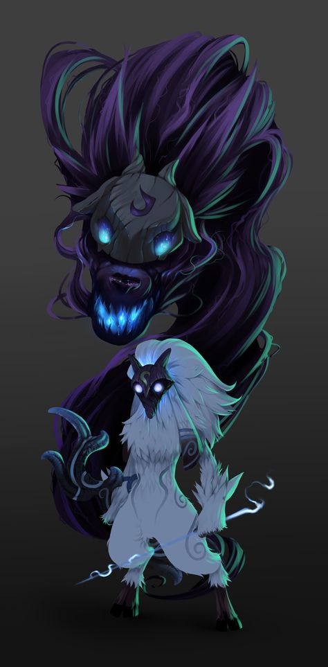 Kindred Tattoo League Of Legends, Kindred League Of Legends Fan Art, Cute League Of Legends Art, Kindred League Of Legends, Orianna League Of Legends Fanart, Lambs And Wolves, Kindred Spirits, Lol League Of Legends, League Of Legends