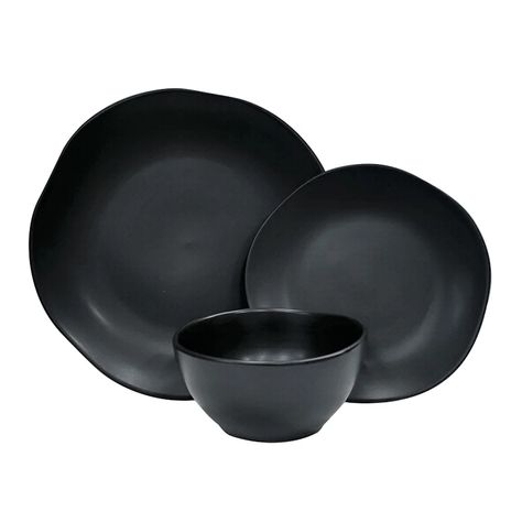 Dinnerware Sets for every budget | At Home Black Plates Food, Black Dishes Table Setting, Matte Black Dinnerware, Black Dishes, Black Dinnerware Set, Western Dinnerware, Black Tableware, Black Dinnerware, Black Dinner