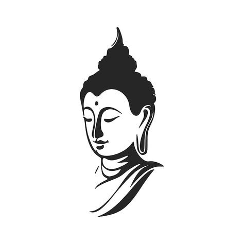 Black and white elegant logo with the im... | Premium Vector #Freepik #vector #zen-logo #logo-illustration #logo #white-logo Buddha Logo, Buddha Tattoo, Buddha Face, Elegant Logo, Small Art, Vector Photo, Premium Vector, Graphic Resources, Vector Art