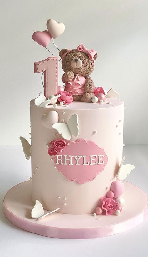 1 St Birthday Cake Girl Year Old Ideas, Cake Designs For First Birthday, Baby Girl First Birthday Cake Ideas, First Birthday Butterfly Cake, Birthday Cake First Year Girl, 1st Bday Cakes, Cake For Baby Girl 1 Year, 1st Bday Cake Girl, First Birthday Girl Cake Ideas