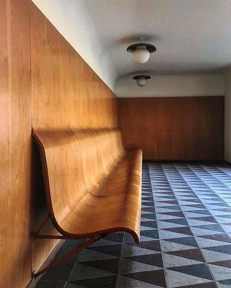 Timeless — 80 Years Ago! Waiting Room at Trons Kapell, Erik Gunnar Asplund, 1940 . . . . . #nature #architecture #archdaily #archdigest… Furniture Design, Gunnar Asplund, Nordic Interior, Wooden Bench, Interior Inspo, Floor Chair, Interior Designers, Bench, Flooring