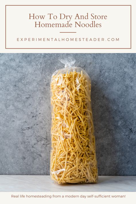 Learn how to dry homemade pasta plus the best method for storing homemade noodles so they stay fresh for up to six months! #storinghomemadenoodles #howtodryandstorehomeamdenoodles #storinghomemadepasta #dehydratenoodles #dehydratepasta Making Noodles Homemade Pasta, Homemade Noodle Recipes Fresh Pasta, Homemade Spinach Noodles, Easy Homemade Noodles For Soup, Make Your Own Noodles, Homemade Pasta Flavored, Diy Spaghetti Noodles, How To Dry Homemade Noodles, Storing Homemade Pasta Noodles