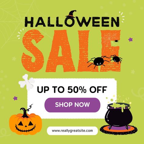 Green and Orange Playful Illustrated Halloween Sale Promotion Instagram Post / promotion, sale, discount, spooky, halloween, trick or treat, illustrated, shopping, shop, halloween sale/ #canva #canvatemplate #freetemplate #canvafree Halloween Promotion, Halloween Promotions, Halloween Beauty, Banner Advertising, Soft Nails, Halloween Sale, Med Spa, Halloween Trick Or Treat, Sale Promotion