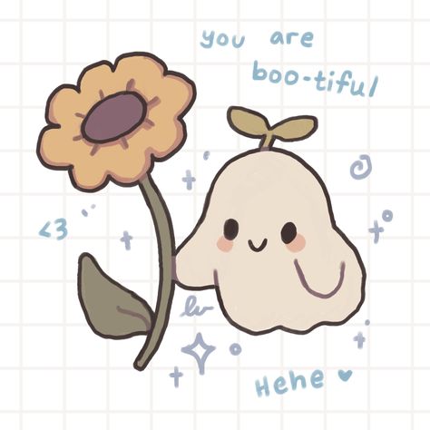 Mr Ghostie here to remind you that you are boo-tiful just the way that you are!! 🤭✨ Embrace your individuality and bloom just like the flower he is handing you 🌻 This lil guy is featured on the front of my deluxe mystery bags cuz he’s soooo cute I couldn’t resist 🥰 I’ve made him into a sticker and I also plan on turning him into magnet!! Cuz it’d be nice to see his cheerful face every time I pass by the fridge 😂 (Thank you for your support 🥹 Every interaction is SO appreciated!! Much love, ... Thank You So Much For Your Support, Stickers Aesthetic To Draw, I Love You This Much, Cute Thank You, Thank You Aesthetic, Your So Cute, Cute Drawings For Him, Thanks Sticker, Widget Pictures