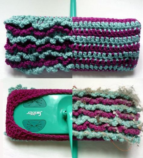 By Linda Permann I've always hated buying refills for my Swiffer sweeper -- even though I use both sides of the cloth, it just seemed silly to throw them a Swiffer Pads, Crocheted Items, Crochet Kitchen, Yarn Projects, Crochet Home, Craft Patterns, Yarn Crafts, Crochet Crafts, Crocheted Item