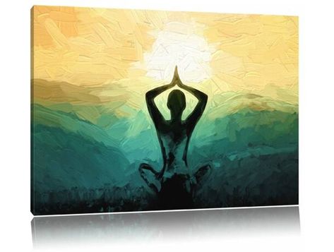 Ob Küche, Wohnzimmer, Schlafzimmer, Flur oder Kinderzimmer – das Leinwandbild verschönert jeden Raum und ist die optimale Möglichkeit, leere Wände zu Yoga Art Painting, Mountain Painting Acrylic, Yoga Painting, Yoga Kunst, Mountains Painting, Zen Painting, Mountain Art Print, Yoga Art, Simple Acrylic Paintings