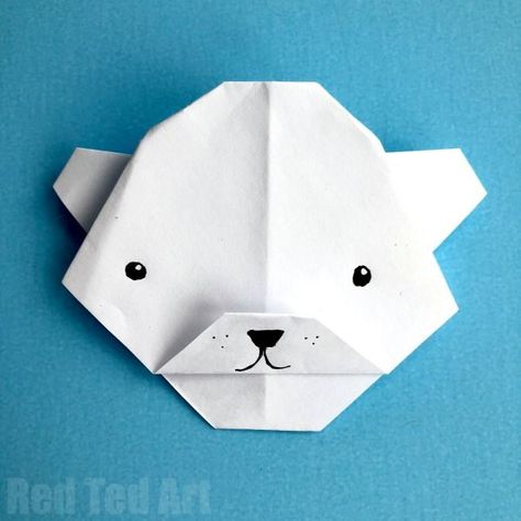 Simple Polar Bear Origami - how to make a polar bear from paper. Easy Origami for Preschool. A wonderful Origami Project for Christmas and Winter! Origami Reindeer, Bear Origami, Paper Crafts For Adults, Beautiful Paper Crafts, Winter Animal Crafts, Easy Paper Crafts For Kids, Easy Winter Crafts, Polar Bear Craft, Princess Paper Dolls