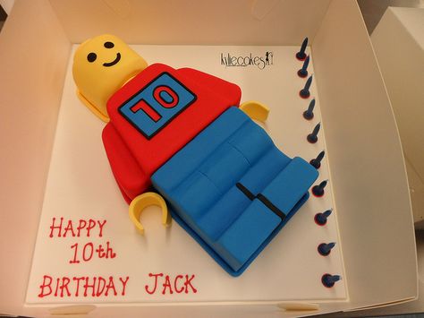 Lego Man Cake by kylie.cakes, via Flickr Boys Lego Bedroom, Lego Man Cake, Groom Cakes, Lego Food, Man Cake, Happy 10th Birthday, Lego Cake, Lego Birthday Party, Lego Man