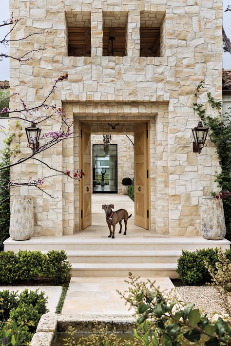 Scott Shrader, Enclosed Courtyard, Tuscan Courtyard, Modern Tuscan, Love Letter To Her, Letter To Her, Private Courtyard, Oak Door, French Limestone