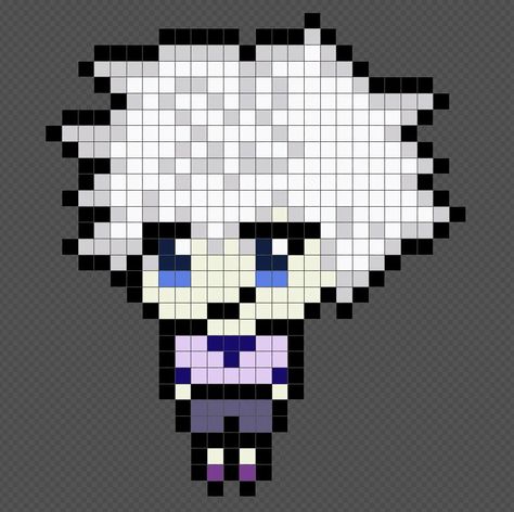 Killua - Hunter x Hunter (Anime) Pixel Art Patterns Killua Pixel Art Grid, Killua Perler Beads, Hunter X Hunter Perler Beads, Hxh Pixel Art, Hunter X Hunter Pixel Art, Pixel Art Manga, Grille Pixel Art, Pixel Art Animals, Killua Hunter X Hunter