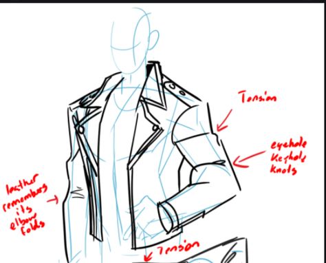 Jackets Reference Drawing, Hand In Coat Pocket Reference Drawing, Letterman Jacket Drawing Reference, Collard Shirt Drawing Reference, Leather Jacket Art Drawing, Jacket Tutorial Drawing, Shoulder Armor Drawing Reference, Drawing Jackets Design Reference, Oversized Jacket Drawing Reference