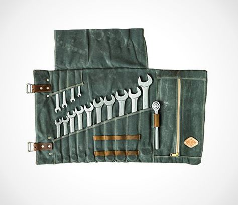 11 Best Canvas Tool Rolls For Your Essential Tools | Old News Club Wrench Roll, Tool Roll Bag, Leather Tool Roll, Canvas Tool Bag, Electrician Gifts, Manly Man, Tooled Leather Bag, Tool Roll, Unique Gifts For Men