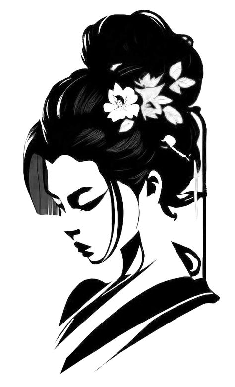 Geisha Back Tattoo Women, Asian Illustration Art, Japanese Drawings Easy, Japanese Woman Drawing, Geisha Silhouette, Japan Silhouette, Japanese Geisha Drawing, Geisha Drawing, Japanese Drawing