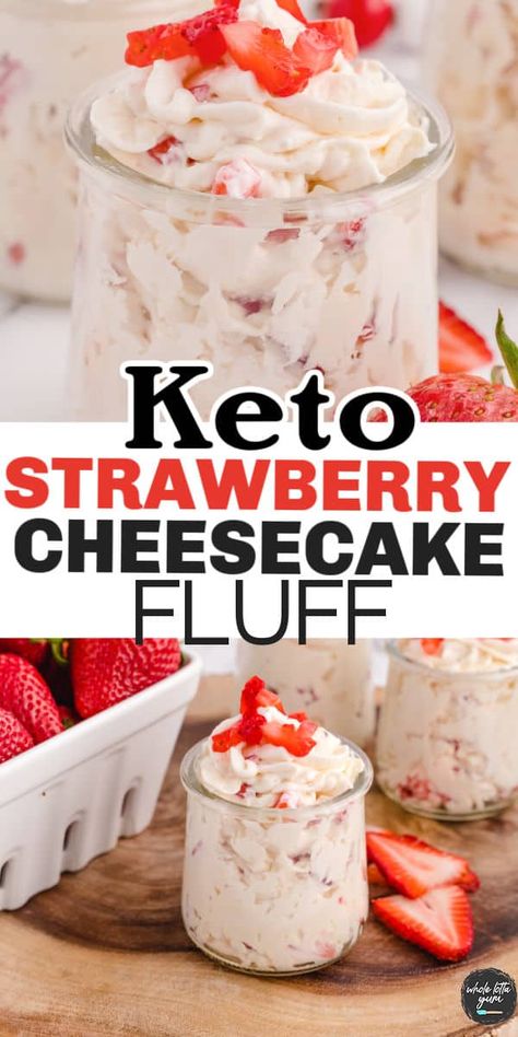 Strawberry Cheesecake Fluff Recipe, Strawberry Cheesecake Fluff, Keto Cheesecake Fluff, Keto Strawberry Cheesecake, Cheesecake Fluff, Sugar Free Desserts Easy, Sugar Free Cheesecake, Desserts Keto, Fluff Recipe