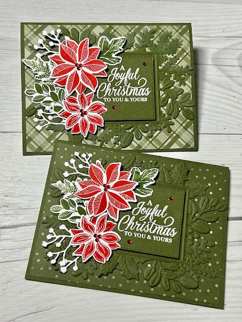 Christmas Card idea using Stampin' Up! Merriest Moment Stamp Set Merriest Moments Stampin Up Cards, Easy Stampin Up Christmas Cards, Stampin Up Christmas Cards 2022, Stampin Up Merriest Moments, Merriest Moments Bundle, Embossed Christmas Cards, Merriest Moments, Handmade Cards Diy, Stamped Christmas Cards