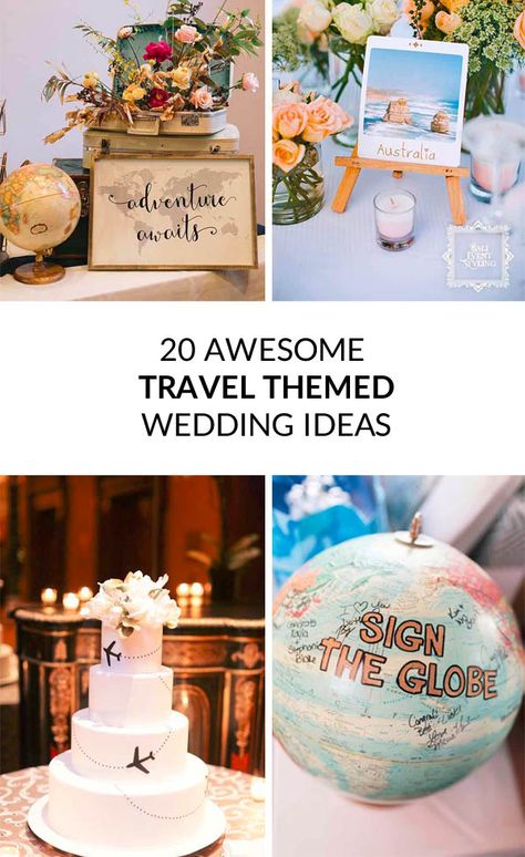 Travel Themed Wedding Ideas, Travel Wedding Theme Decoration, Vintage Travel Wedding, Themed Wedding Ideas, Travel Theme Bridal Shower, Travel Bridal Showers, Vintage Travel Themes, Travel Themed Wedding, Themed Wedding Decorations