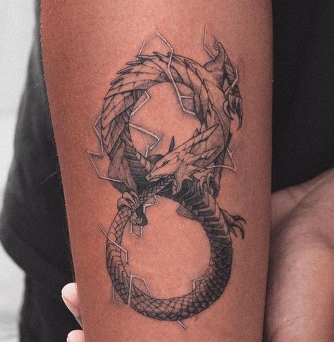 Ouroboros Dragon, Dragon Tattoo Ideas, Adventure Tattoo, Ouroboros Tattoo, Marquesan Tattoos, Japanese Dragon Tattoos, Dragon Tattoos, Flash Tattoo Designs, Arm Band Tattoo