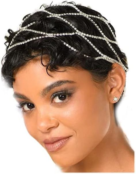 Amazon.com: StoneFans Rhinestone Mesh Headpiece Cap Silver Roaring 20s Crystal Flapper Head Chain Bridal Party Hair Accessories for Women Girls (Silver) : Clothing, Shoes & Jewelry Cleopatra Hair, Bridal Rhinestone Headpiece, 1920s Hair Accessories, Head Chain Jewelry, Gatsby Headpiece, Flapper Headpiece, Bridal Party Hair, 1920s Hair, Chain Headband