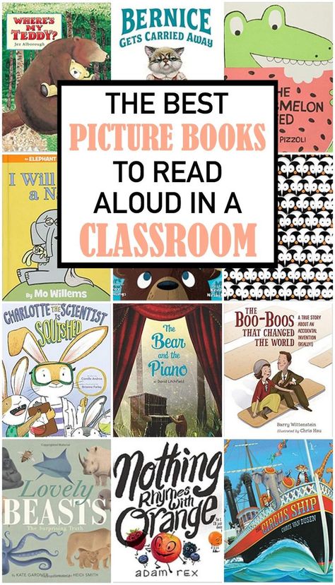 Classroom read alouds Books To Read Preschoolers, Best Read Aloud Books For Kindergarten, 1st Grade Read Aloud Books, Kindergarten Picture Books, Fun Read Aloud Picture Books, Read Aloud Books For Kindergarten With Activities, Best Elementary Read Alouds, Best Read Alouds For Kindergarten, Best Kindergarten Read Alouds