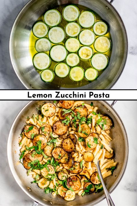 An easy lemony pasta with fried zucchini recipe to use up that summer produce. It's great as a meat-free main dish or as a zucchini pasta salad. #zucchinirecipes #vegetarian #bbq #easy #cookout Pasta With Zucchini Recipes, Lemon Zucchini Pasta, Fried Zucchini Recipe, Cabin Recipes, Deep Fried Zucchini, Fried Zucchini Flowers, Zucchini Pasta Salad, Zucchini Pasta Recipes, Vegetarian Bbq