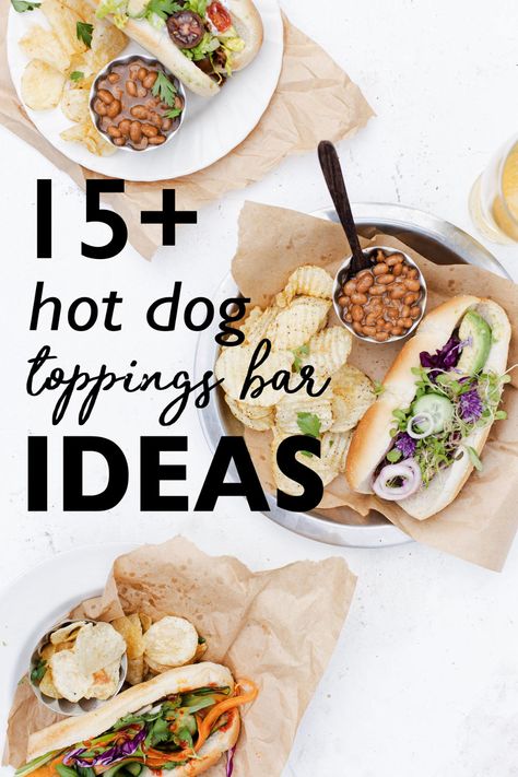 Hot Dog Bar Ideas Food Stations, Hot Dog Toppings Ideas, Hot Dog Toppings Bar, Hot Dog Bar Ideas, Hot Dog Bar Toppings, Grilled Peppers And Onions, October Events, Toppings Bar, Bacon Dog