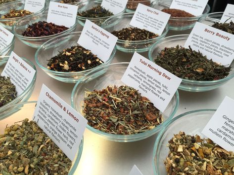 Herbal Tea Business Ideas, Tea Blending Workshop, Loose Leaf Tea Blends, Best Loose Tea Brands, Best Loose Leaf Tea, Loose Leaf Tea Infusers, Herbal Education, Strawberry Leaves, Medicinal Herbs Garden