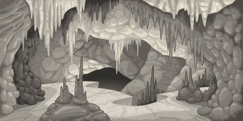 Inside the cavern. Cartoon and vector illustration. Folder contains: EPS file; High Resolution JPG file. Dragon Book, Cave Drawings, Carlsbad Caverns, Landscape Trees, Comic Styles, Quiet Book, State Art, Vector Graphics, Tulum