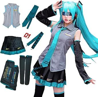 OIHFSC Womens Miku Cosplay Costume Anime Miku Dress School Uniform Halloween Costumes Hatsune Miku Costume, Dress School, Vocaloid Cosplay, Miku Cosplay, Womens Cosplay, Costume Anime, Theme Dress, Anime Cosplay Costumes, Sailor Dress