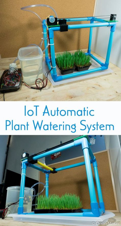 Make an IoT automatic plant watering system which can be controlled through smartphone. Automatic Watering System For Plants, Plant Watering System, Backyard Aquaponics, Aquaponics Diy, Aquaponic Gardening, Plant Watering, Watering System, Pi Projects, Aquaponics System