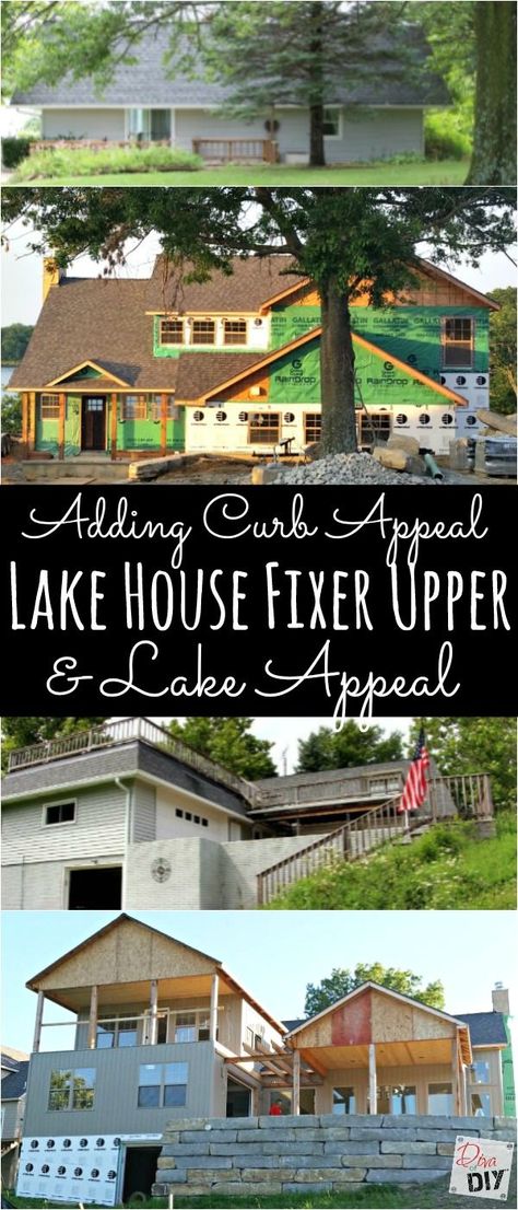 Curb Appeal is the crown jewel of any home. With our lake house fixer upper there are 2 areas of curb appeal. The front side and the lake side. Check out our curb appeal DIY ideas! Small Front Yard Curb Appeal, Mobile Home Curb Appeal, Curb Appeal Diy Ideas, House Curb Appeal, Fixer Upper House, Lake Side, Fixer Upper Style, Beautiful Storage, Pergola Plans