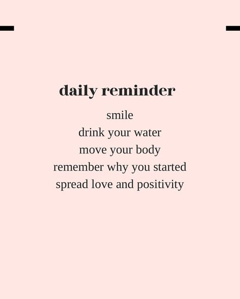 A little daily reminder! 🫶🏽 Follow me for more! :) Tags: #wellness #wellnessgirl #healthygirl #healthymind #mindset #positive #positivity #selfcare #selflove #selfworth #motivation #dailyreminder #wellbeing #mindfullness #success #healthyhabits #happiness #itgirl #thatgirl #cleangirl Daily Aspirations, Remember Why You Started, Healthy Girl, Move Your Body, Healthy Mind, Spread Love, Daily Reminder, Healthy Habits, Self Care