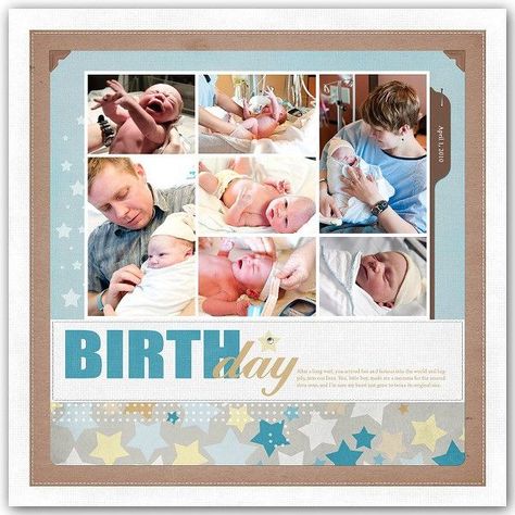 baby scrapbooking layouts ideas | Birth*day - Two Peas in a Bucket Love this title, ... | SCRAPBOOKING Baby Boy Scrapbook Layouts, Pregnancy Scrapbook, Boy Scrapbook Layouts, Baby Scrapbook Pages, Scrapbooking Layouts Baby, Baby Layouts, Baby Boy Scrapbook, Birth Day