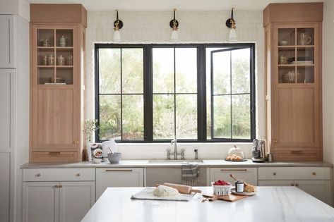 Types of Kitchen Windows | Pella Pella Impervia Windows, Large Kitchen Window, Window Over Sink, Kitchen Bay Window, Kitchen Window Design, Window Grids, Pella Windows, Kitchen Windows, Double Hung Windows