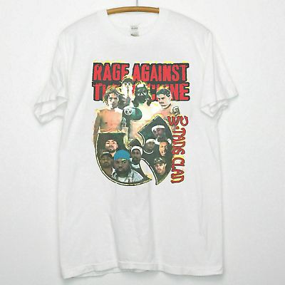 Vtg 1997 Rage Against The Machine Wu Tang Clan TSHIRT Gildan... Hip Hop 90s, Hip Hop Shirts, Rage Against The Machine, Wu Tang Clan, Rap Tee, Wu Tang, The Machine, Vintage Tees, White T