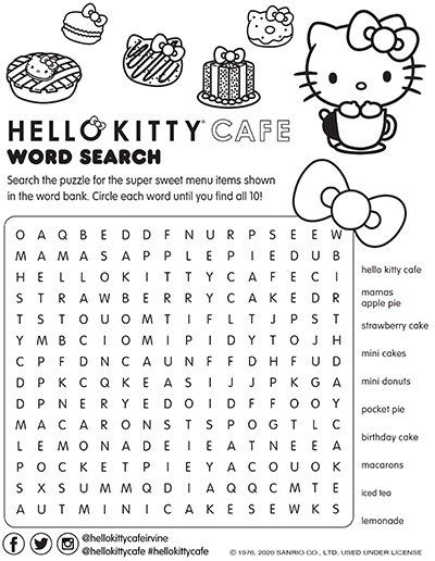 What To Print When Bored, Word Search Sanrio, Sanrio Worksheet, Kawaii Activity Sheets, Hello Kitty Worksheets, Hello Kitty Things To Print, Sanrio Activity Sheet, Hello Kitty Activity Sheets, Hello Kitty Activities